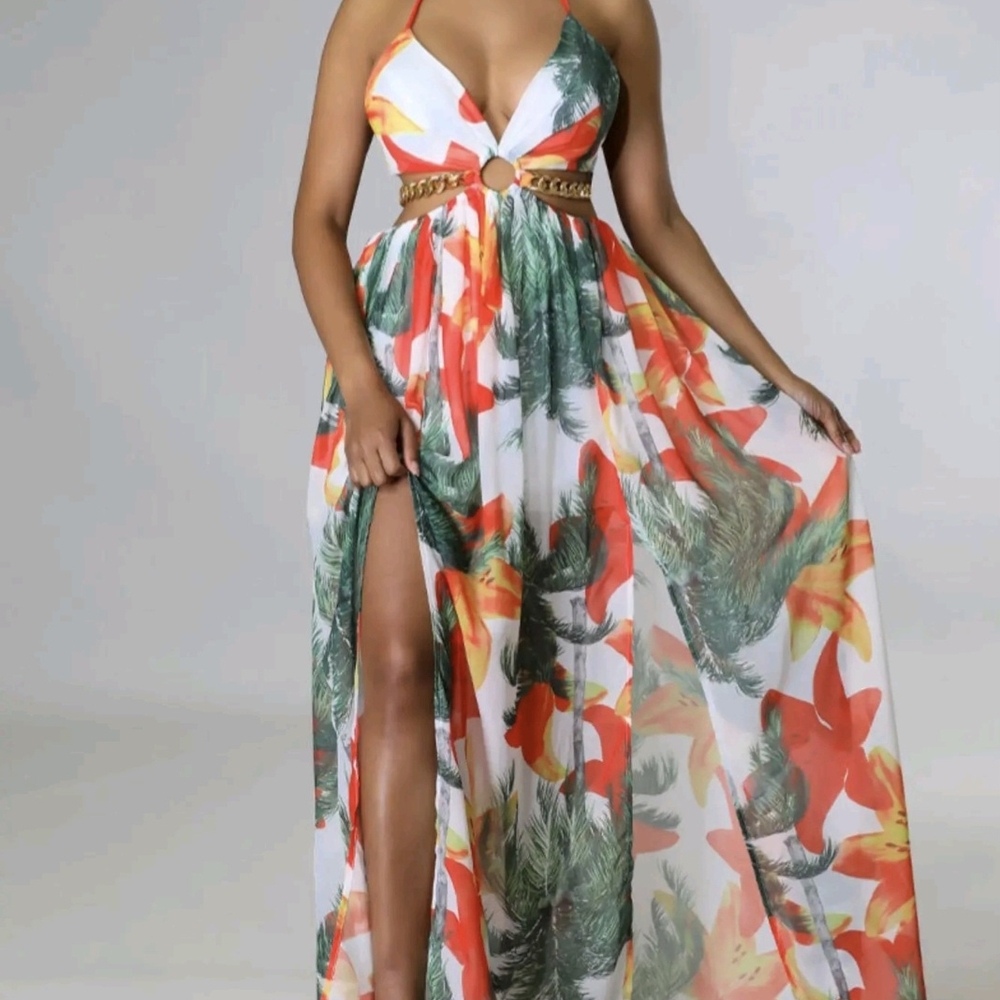 Floral Halter Maxi Dress